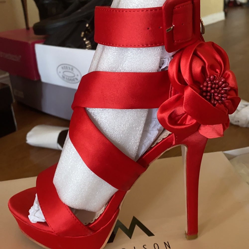 Red strappy heels